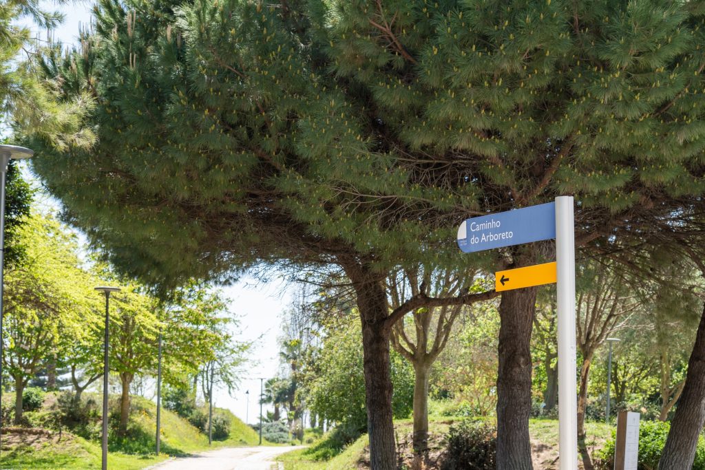 Direction sign in Park das Nacoes garden, Lisbon