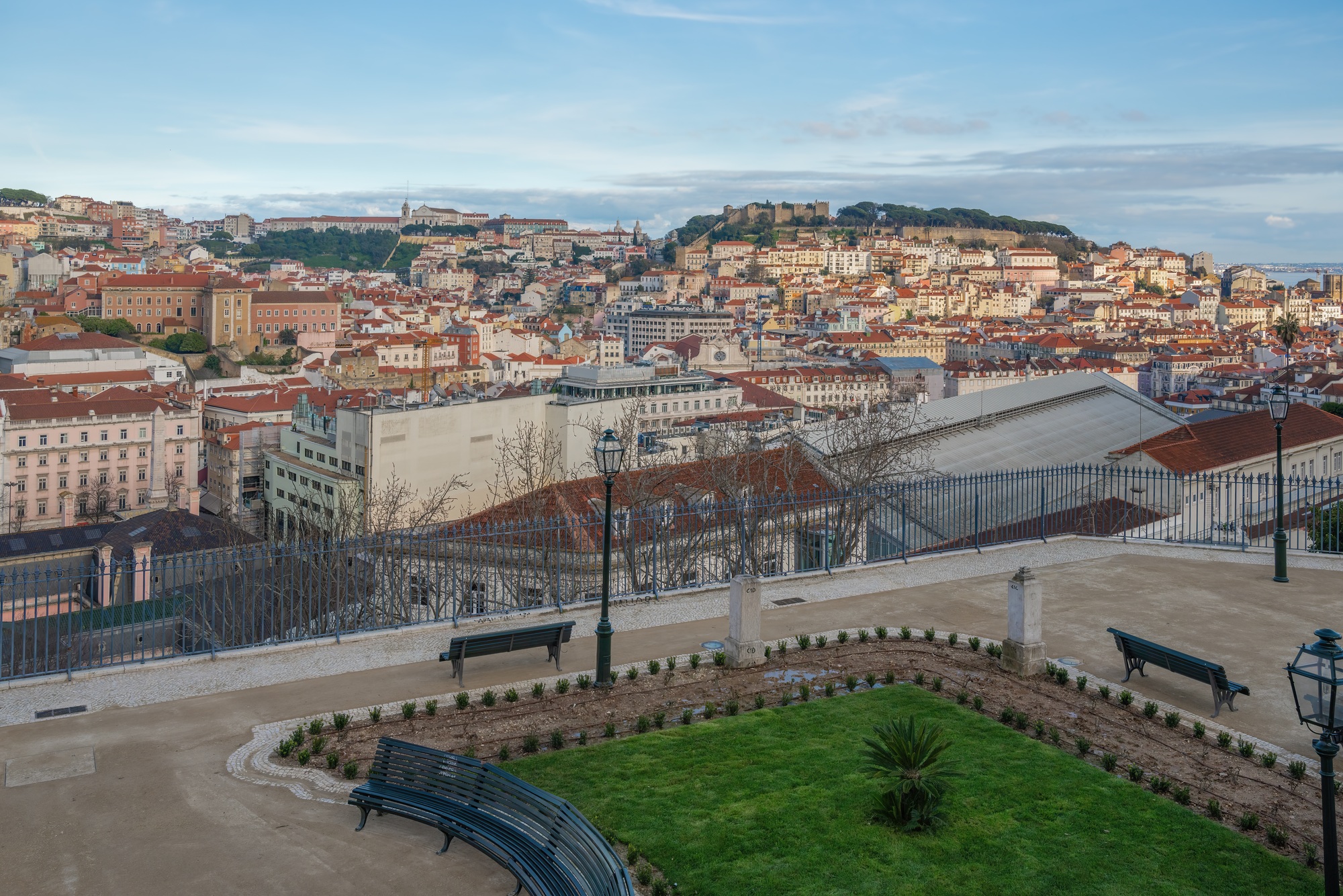 Miradouro Sao Pedro de Alcantara Viewpoint and aerial view of Lisbon City - Lisbon, Portugal