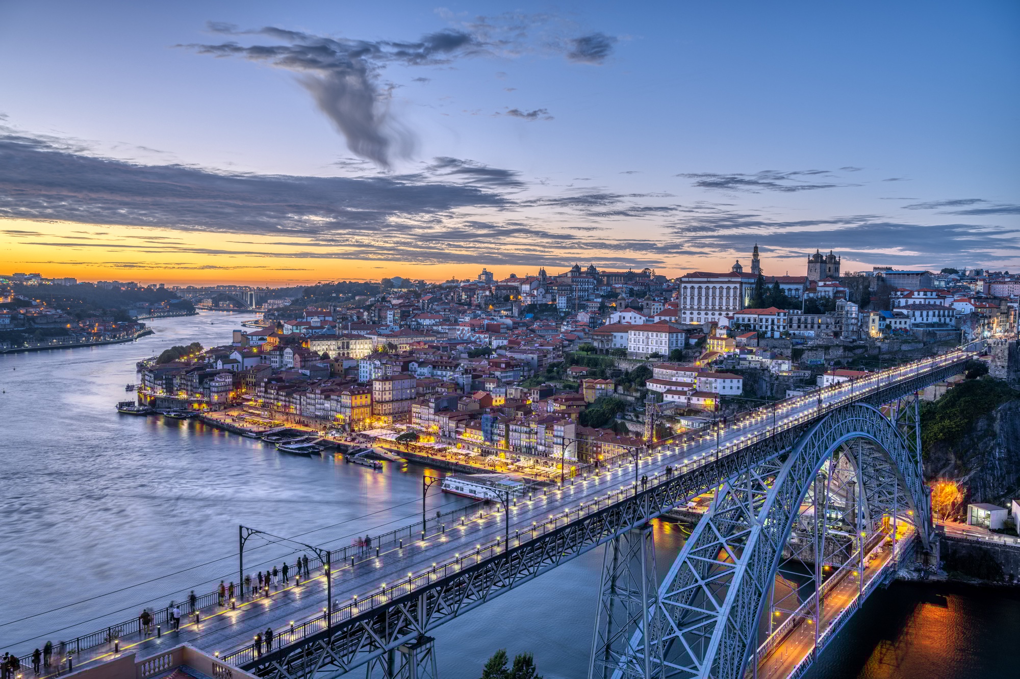 View of Porto after sunset