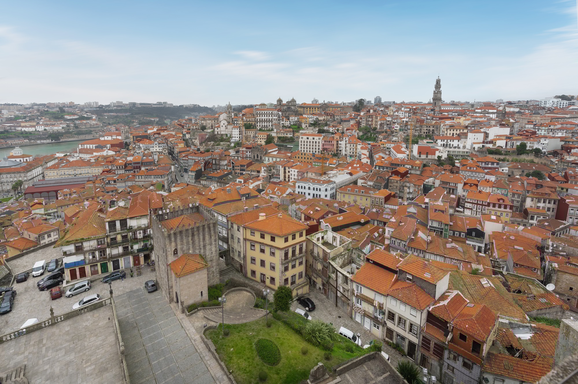 Aerial view of Porto City with Clerigos Tower - Porto, Portugal